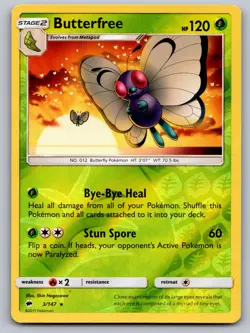 Butterfree 3/147 Rare Burning Shadows Pokemon Reverse Holo Near Mint - Image 1