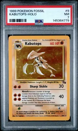 1999 Pokemon Fossil Kabutops 9 Holo FRESHLY GRADED PSA 7 NM - Image 1