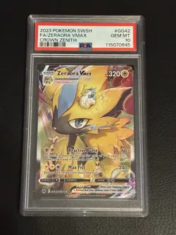 PSA 10 Gem Mint Pokemon TCG Zeraora VMAX GG42/GG70 Crown Zenith Full Art - Image 1