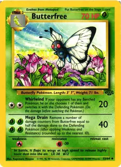 Pokemon TCG Butterfree 33/64 Uncommon Jungle Unlimited LP - Image 1