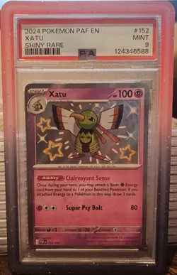 Pokemon TCG Xatu Scarlet & Violet Paldean Fates Holo Shiny Rare Psa 9 - Image 1