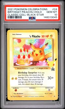 2021 POKEMON CELEBRATIONS CLASSIC COLLECTION #24 BIRTHDAY PIKACHU-HOLO PSA 10 - Image 1