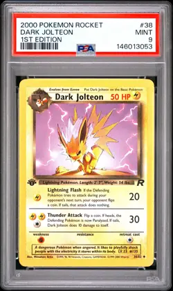 2000 POKEMON ROCKET 1ST EDITION #38 DARK JOLTEON PSA 9 - Image 1
