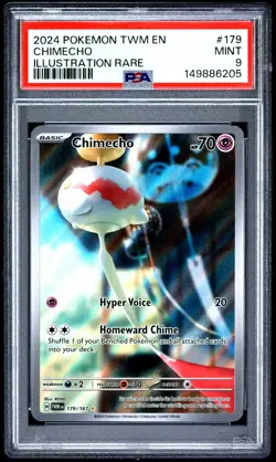 2024 POKEMON TWM EN-TWILIGHT MASQUERADE ILLUSTRATION RARE #179 CHIMECHO PSA 9 - Image 1