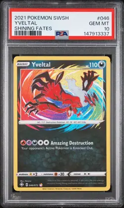 PSA 10 - 2021 Pokemon - Yveltal Amazing Rare - Shining Fates #046 - Image 1