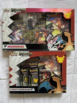 Pokemon 25th Anniversary Celebrations V-Memories & Lance Charizard Boxes Sealed - Image 1