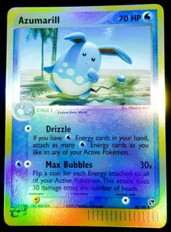 Pokemon Card TCG EX Sandstorm Azumarill 30/100 Reverse Holo 2003 NM - Image 1