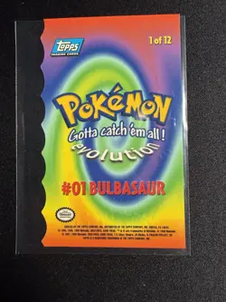Bulbasaur #01 1 OF 12 - Embossed Die-Cut - BLUE logo - TOPPS POKEMON CARD - NM - Image 2