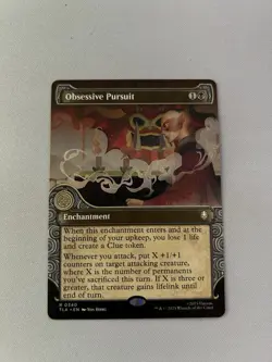 MTG Obsessive Pursuit Borderless TLA Enchantment Clue Token Sacrifice Synergy NM - Image 1