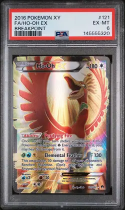 2016 POKEMON XY BREAKPOINT #121 FULL ART/HO-OH EX PSA 6 - Image 1
