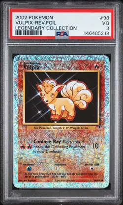 2002 POKEMON LEGENDARY COLLECTION #98 VULPIX-REVERSE FOIL PSA 3 - Image 1