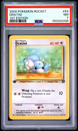 2000 POKEMON ROCKET 1ST EDITION #53 DRATINI PSA 7 - Image 1