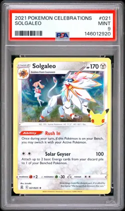2021 POKEMON CELEBRATIONS #021 SOLGALEO PSA 9 - Image 1