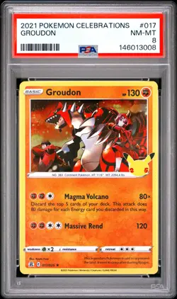 2021 POKEMON CELEBRATIONS #017 GROUDON PSA 8 - Image 1