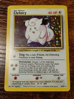 Clefairy 5/102 Unlimited Base Set Holo Rare Pokemon Card LP - Image 1