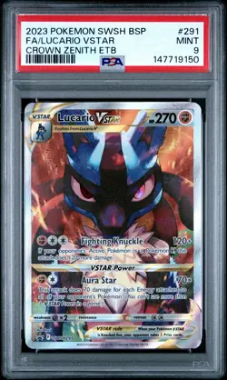 2023 POKEMON SWSH BLACK STAR PROMO #291 FULL ART/LUCARIO VSTAR PSA 9 - Image 1