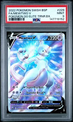 2022 POKEMON SWSH BLACK STAR PROMO #229 FULL ART/MEWTWO V PSA 9 - Image 1