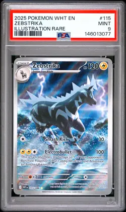 2025 POKEMON WHT EN-WHITE FLARE ILLUSTRATION RARE #115 ZEBSTRIKA PSA 9 - Image 1