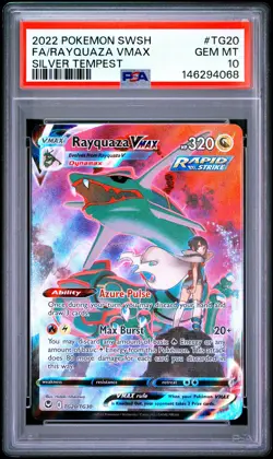 2022 POKEMON SWORD & SHIELD SILVER TEMPEST #TG20 FULL ART/RAYQUAZA VMAX PSA 10 - Image 1
