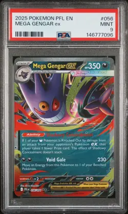 2025 POKEMON PFL EN-PHANTASMAL FLAMES #056 MEGA GENGAR EX PSA 9 - Image 1