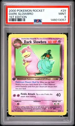 2000 POKEMON ROCKET 1ST EDITION #29 DARK SLOWBRO PSA 9 - Image 1