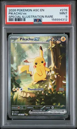 2026 POKEMON ASC EN-ASCENDED HEROES SPECIAL ILLUSTRATION RARE PIKACHU EX PSA 9 - Image 1