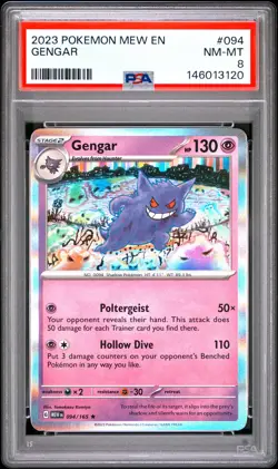 2023 POKEMON MEW EN-151 #094 GENGAR PSA 8 - Image 1