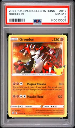 2021 POKEMON CELEBRATIONS #017 GROUDON PSA 8 - Image 1