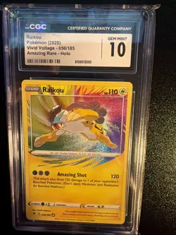 CGC 10 GEM MINT Raikou 050/185 Vivid Voltage Holo Amazing Rare 2020 Pokemon - Image 1