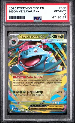 2025 Pokemon Mega Evolution Mega Venusaur ex 003/132 Double Rare PSA 10 Gem Mint - Image 1