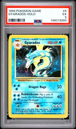1999 POKEMON BASE SET UNLIMITED #6 GYARADOS-HOLO PSA 5 - Image 1