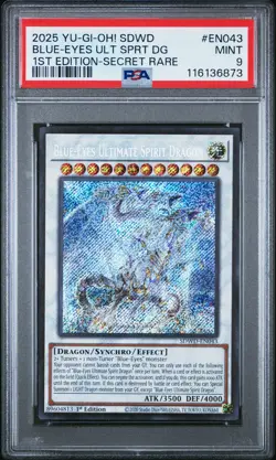 2025 YU-GI-OH! 1ST EDITION-SECRET RARE BLUE-EYES ULTIMATE SPIRIT DRAGON PSA 9 - Image 1
