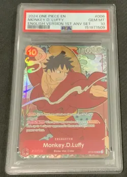 Monkey.D.Luffy (English Version 1st Anniversary Set) ST10-006 One Piece PSA 10 - Image 1