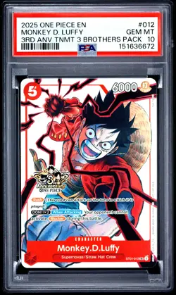 2025 ONE PIECE 3RD ANNIVERSARY TOURNAMENT 3 BROTHERS PACK MONKEY D. LUFFY PSA 10 - Image 1