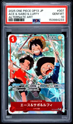 2025 ONE PIECE JPN CARRYING ON HIS WILL ALT ART #007 ACE & SABO & LUFFY PSA 10 - Image 1