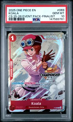 2025 ONE PIECE CHAMPIONSHIP 2025-26 EVENT PACK FINALIST #069 KOALA PSA 10 - Image 1