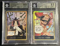 Gol.D.Roger Gold DON!! & Dracule Mihawk Gold DON!! BGS 9.5 Lot - One Piece CCG - Image 1
