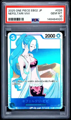 2025 ONE PIECE JAPANESE EB02-EXTRA BOOSTER #026 NEFELTARI VIVI PSA 10 - Image 1
