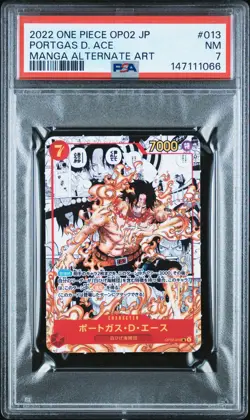 2022 ONE PIECE JPN PARAMOUNT WAR MANGA ALT ART #013 PORTGAS D. ACE PSA 7 - Image 1