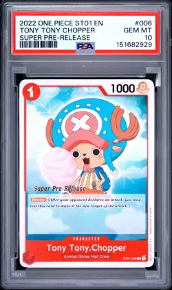 2022 ONE PIECE STARTER DECK ST01-STRAW HAT CREW #006 TONY TONY CHOPPER PSA 10 - Image 1
