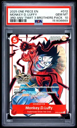 2025 ONE PIECE 3RD ANNIVERSARY TOURNAMENT 3 BROTHERS PACK MONKEY D. LUFFY PSA 10 - Image 1