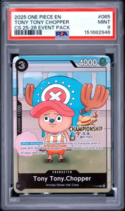2025 ONE PIECE CHAMPIONSHIP 2025-26 EVENT PACK #065 TONY TONY CHOPPER PSA 9 - Image 1