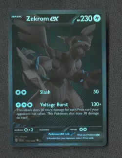 2025 Pokemon Zekrom ex 172/086 Black White Rare Black Bolt - Image 1