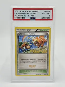Pokemon Black & White Promo #BW95 Champions Festival Worlds 13 STAFF PSA 8 - Image 1