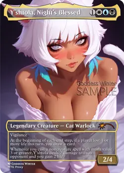MTG FF - Y'shtola, Night's Blessed - Fanart Borderless Style - EDH / Playtest - Image 1