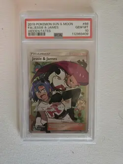 2019 Pokemon Sun Moon Full Art Jessie and James Hidden Fates #68 PSA 10 - Image 1
