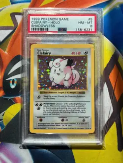 PSA 8 Shadowless Clefairy 5/102 Base Set Game Holo Pokemon Card - Image 1