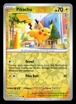 Pikachu 018/091 Paldean Fates NM Reverse Holo Pokemon Card TCG - Image 1