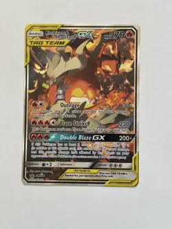 Pokemon TCG Reshiram & Charizard GX SM201 Black Star Promo Tag Team Holo Card - Image 1