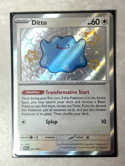 Pokemon TCG Ditto Scarlet & Violet Paldean Fates Holo Shiny Rare Card 201/091 - Image 1